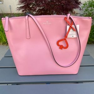 Kate Spade Leather Large Zina Tote Bright Carnation